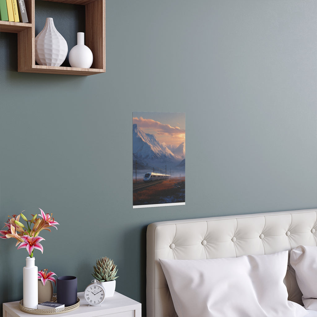 Scenic Silk Wall Art | Train Interior Decoration | Mountain Nature Poster for Home or Cabin Decor
