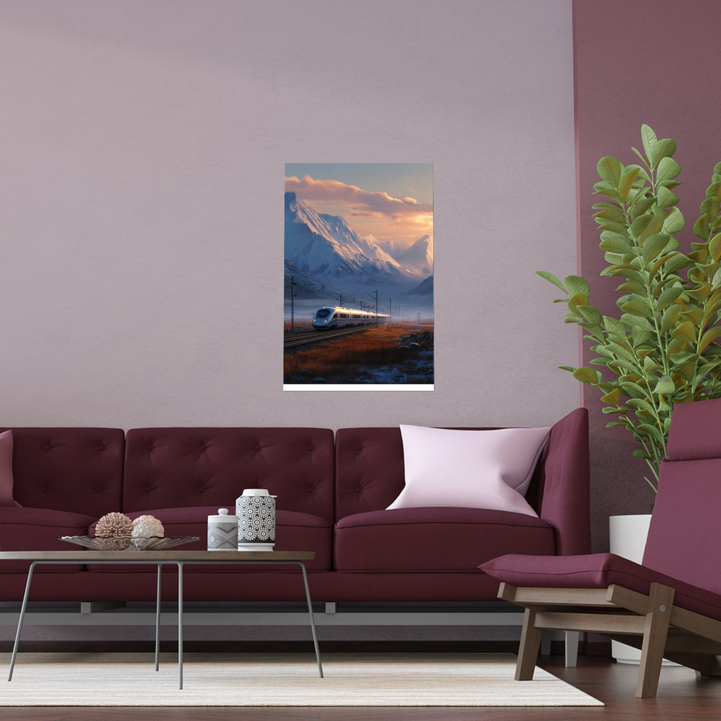 Scenic Silk Wall Art | Train Interior Decoration | Mountain Nature Poster for Home or Cabin Decor