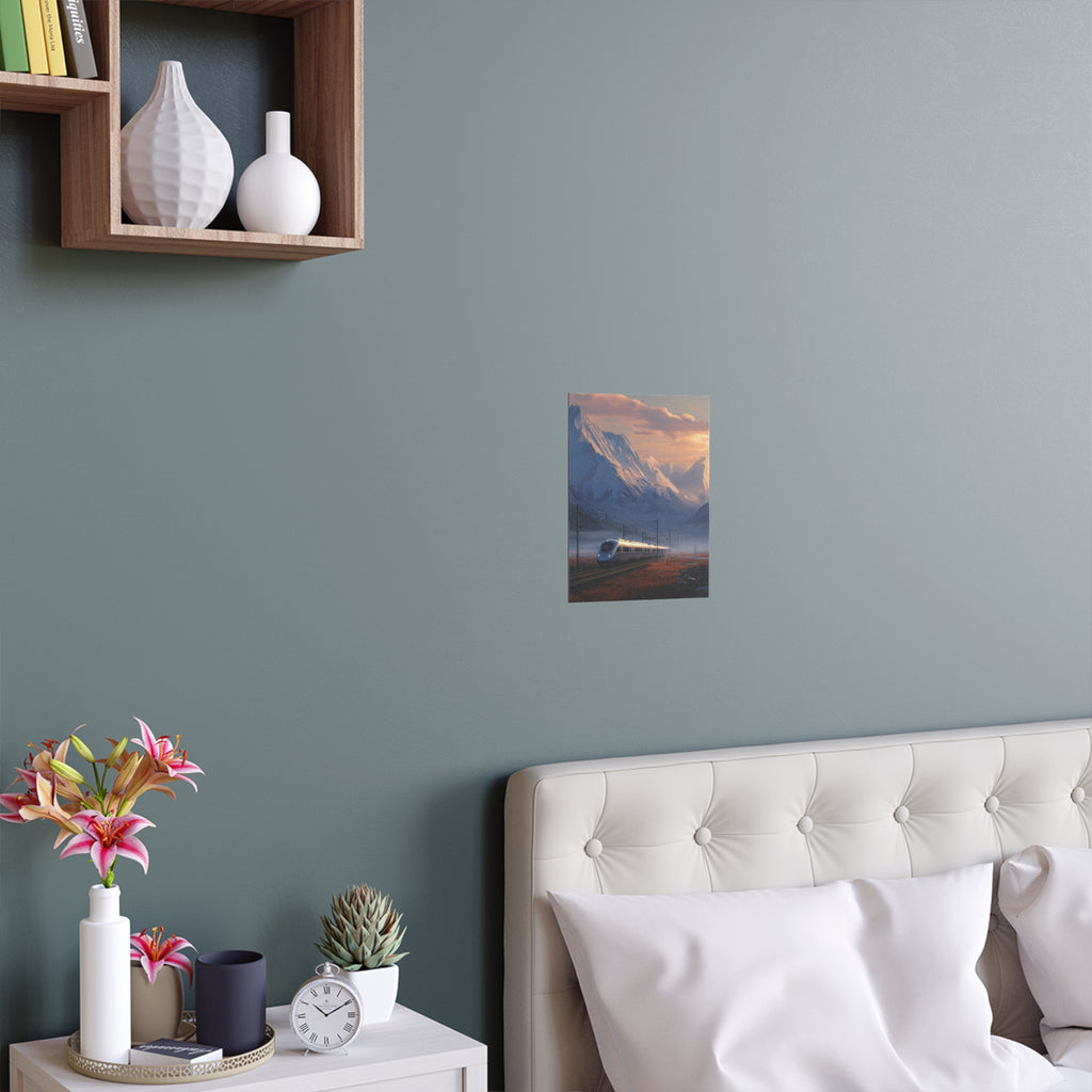 Scenic Silk Wall Art | Train Interior Decoration | Mountain Nature Poster for Home or Cabin Decor