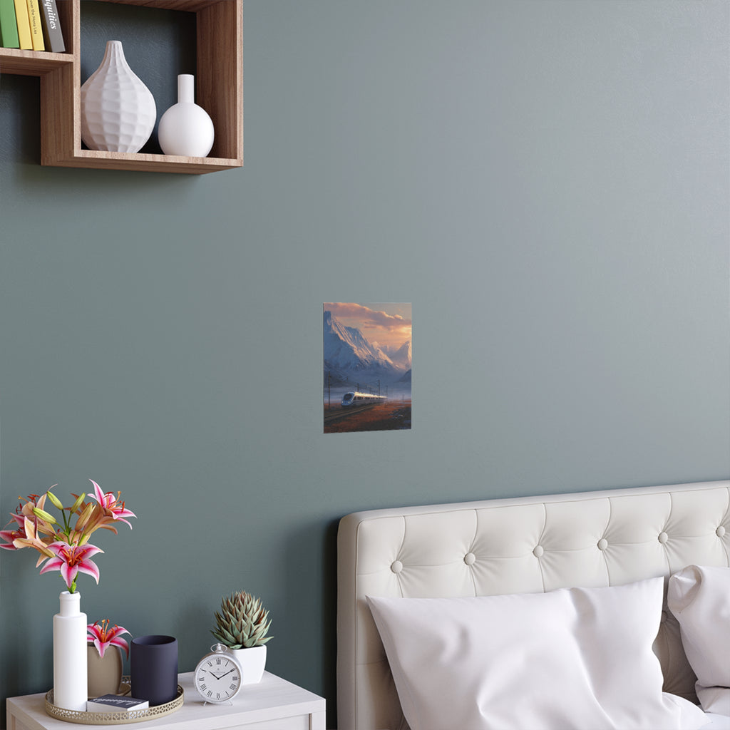 Scenic Silk Wall Art | Train Interior Decoration | Mountain Nature Poster for Home or Cabin Decor