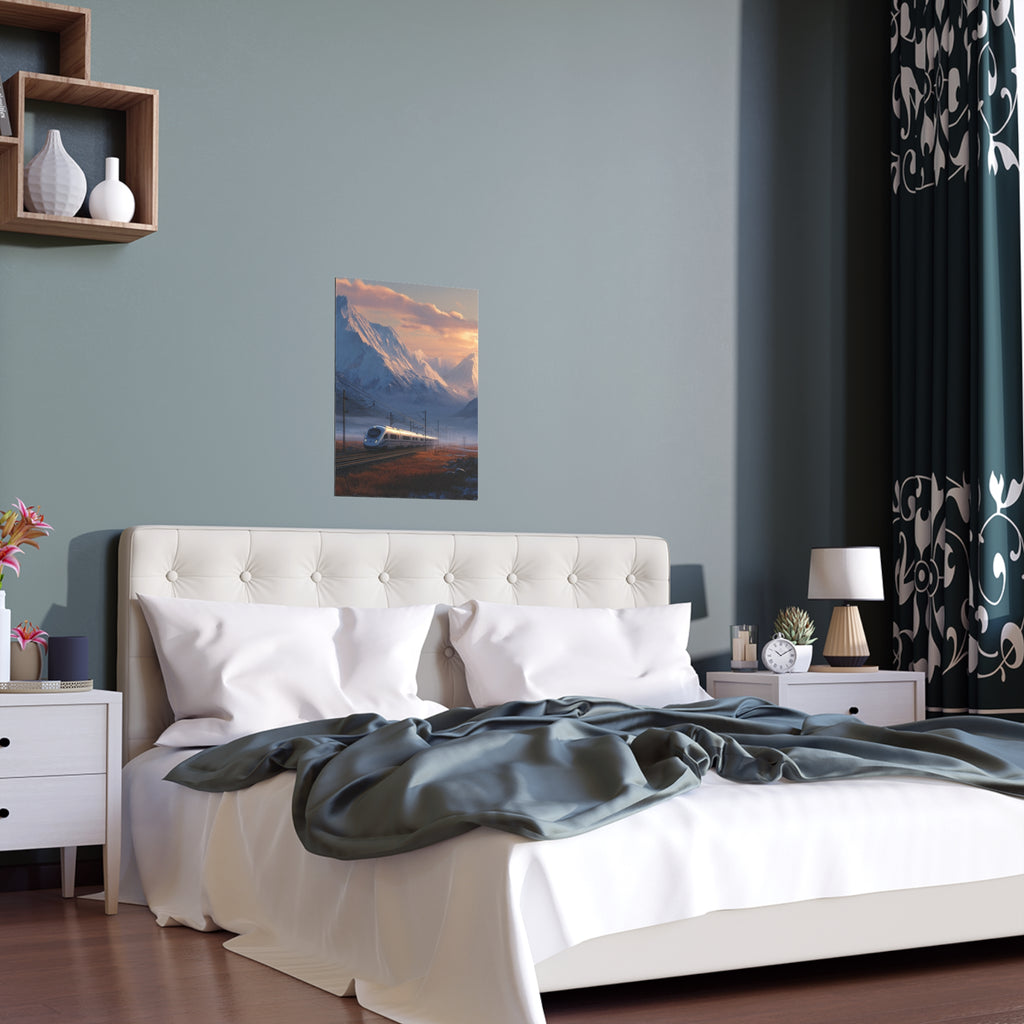 Scenic Silk Wall Art | Train Interior Decoration | Mountain Nature Poster for Home or Cabin Decor