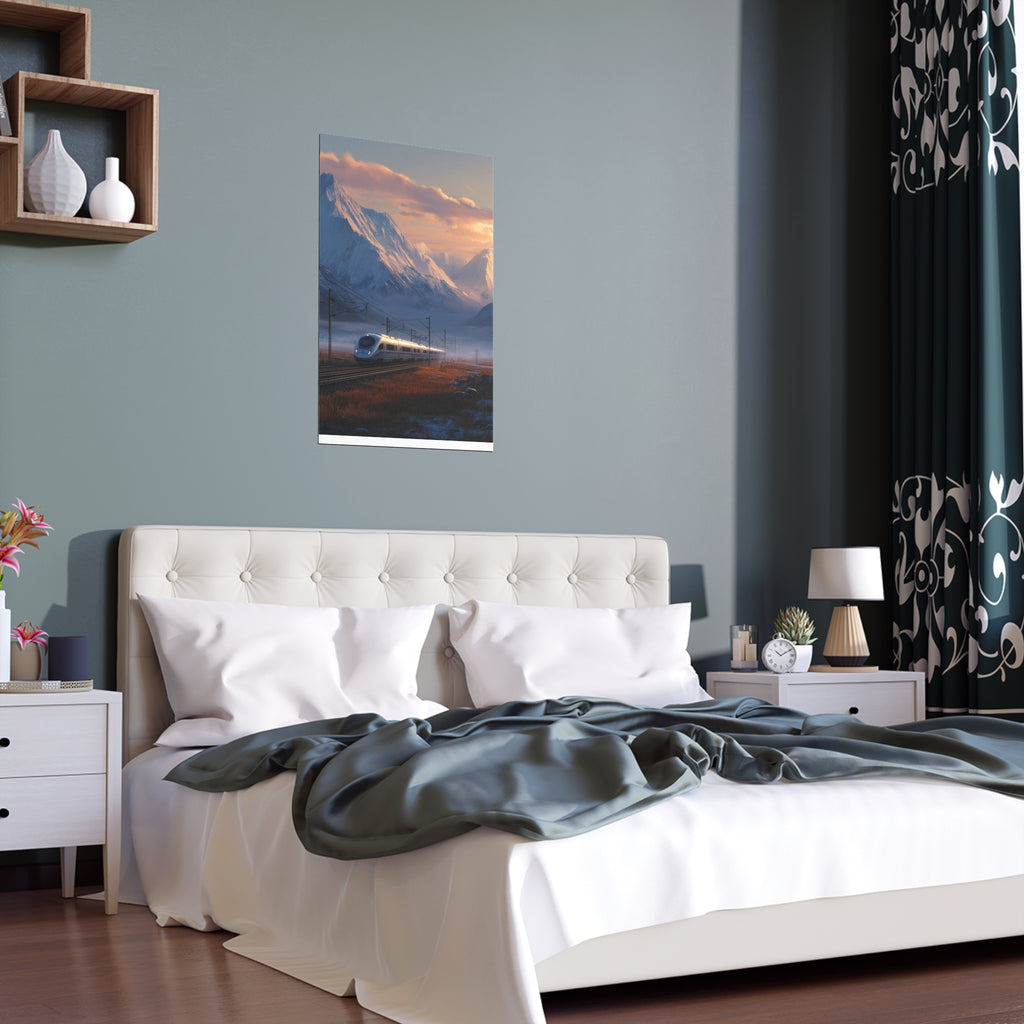 Scenic Silk Wall Art | Train Interior Decoration | Mountain Nature Poster for Home or Cabin Decor