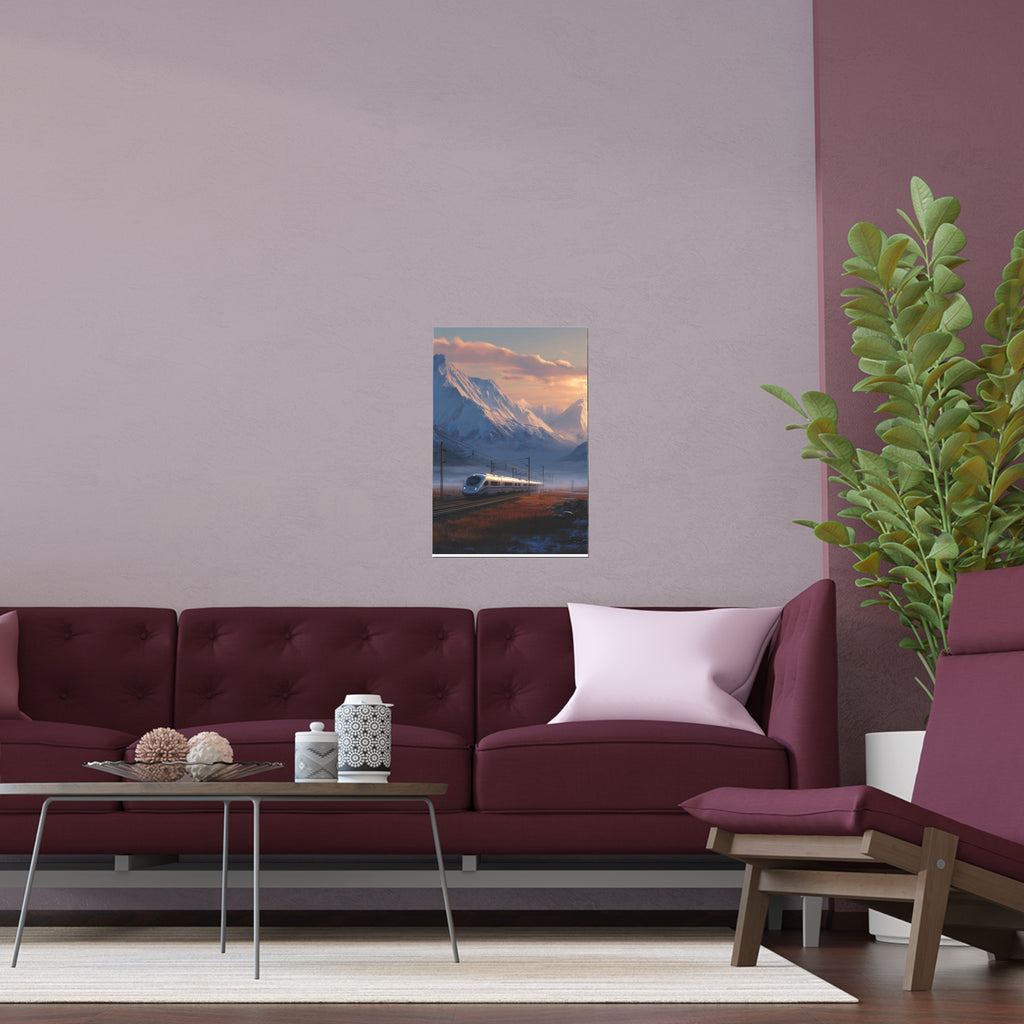 Scenic Silk Wall Art | Train Interior Decoration | Mountain Nature Poster for Home or Cabin Decor