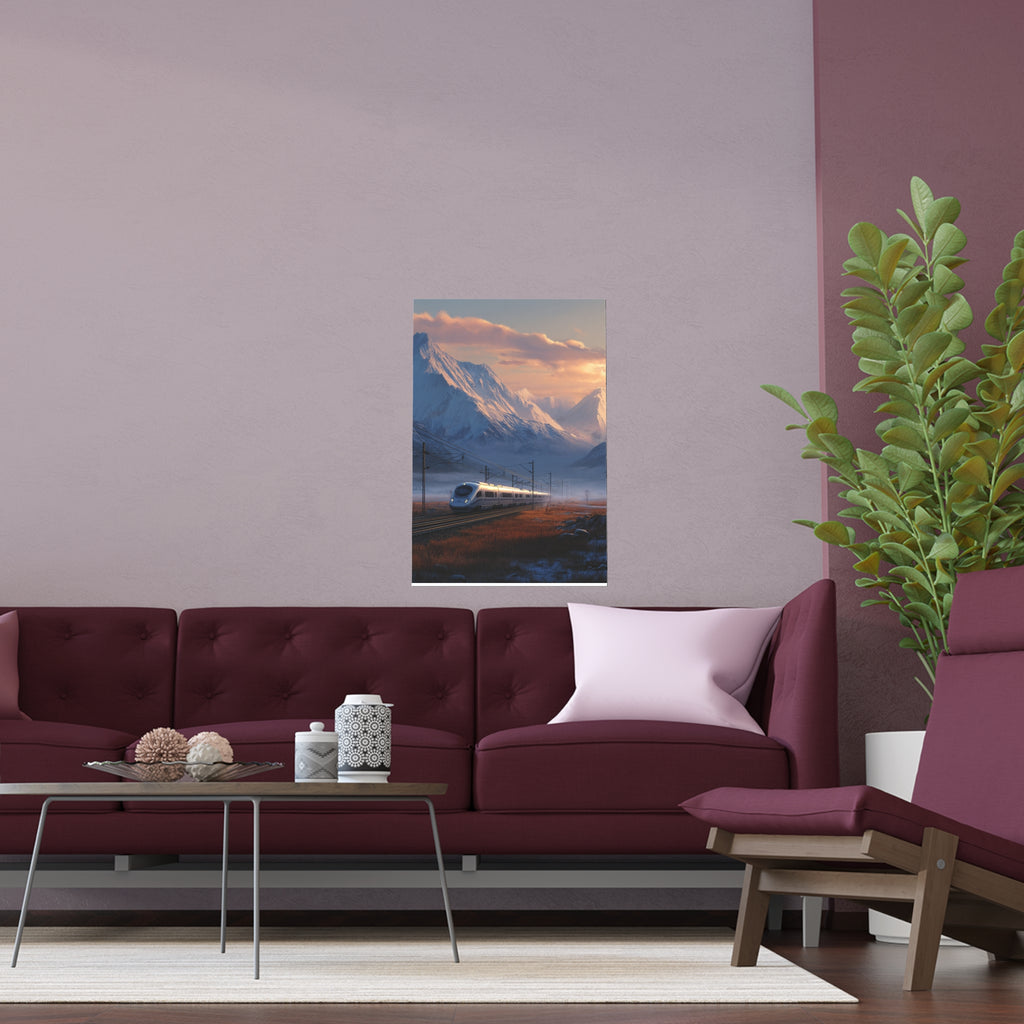 Scenic Silk Wall Art | Train Interior Decoration | Mountain Nature Poster for Home or Cabin Decor