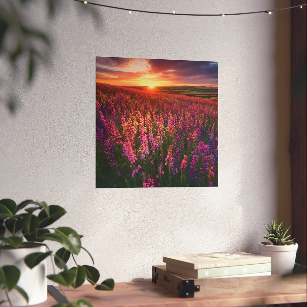 Lavender Flower field sunset Wall Art | Fine Art Posters | Home Decor | Housewarming Gift | Travel Gift | No frame