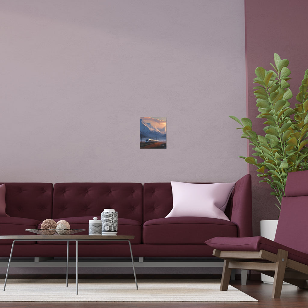 Scenic Silk Wall Art | Train Interior Decoration | Mountain Nature Poster for Home or Cabin Decor