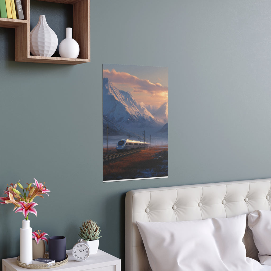 Scenic Silk Wall Art | Train Interior Decoration | Mountain Nature Poster for Home or Cabin Decor