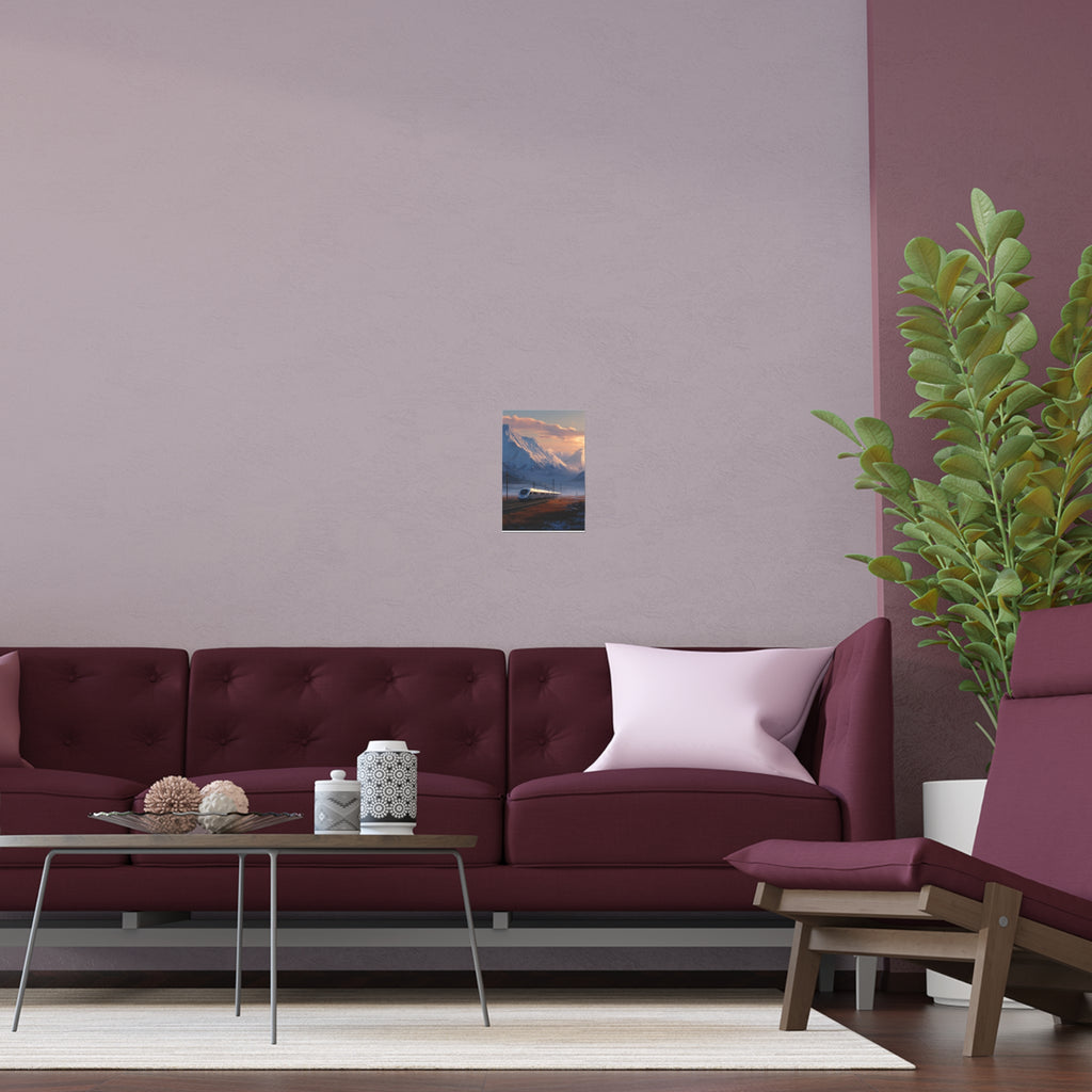 Scenic Silk Wall Art | Train Interior Decoration | Mountain Nature Poster for Home or Cabin Decor