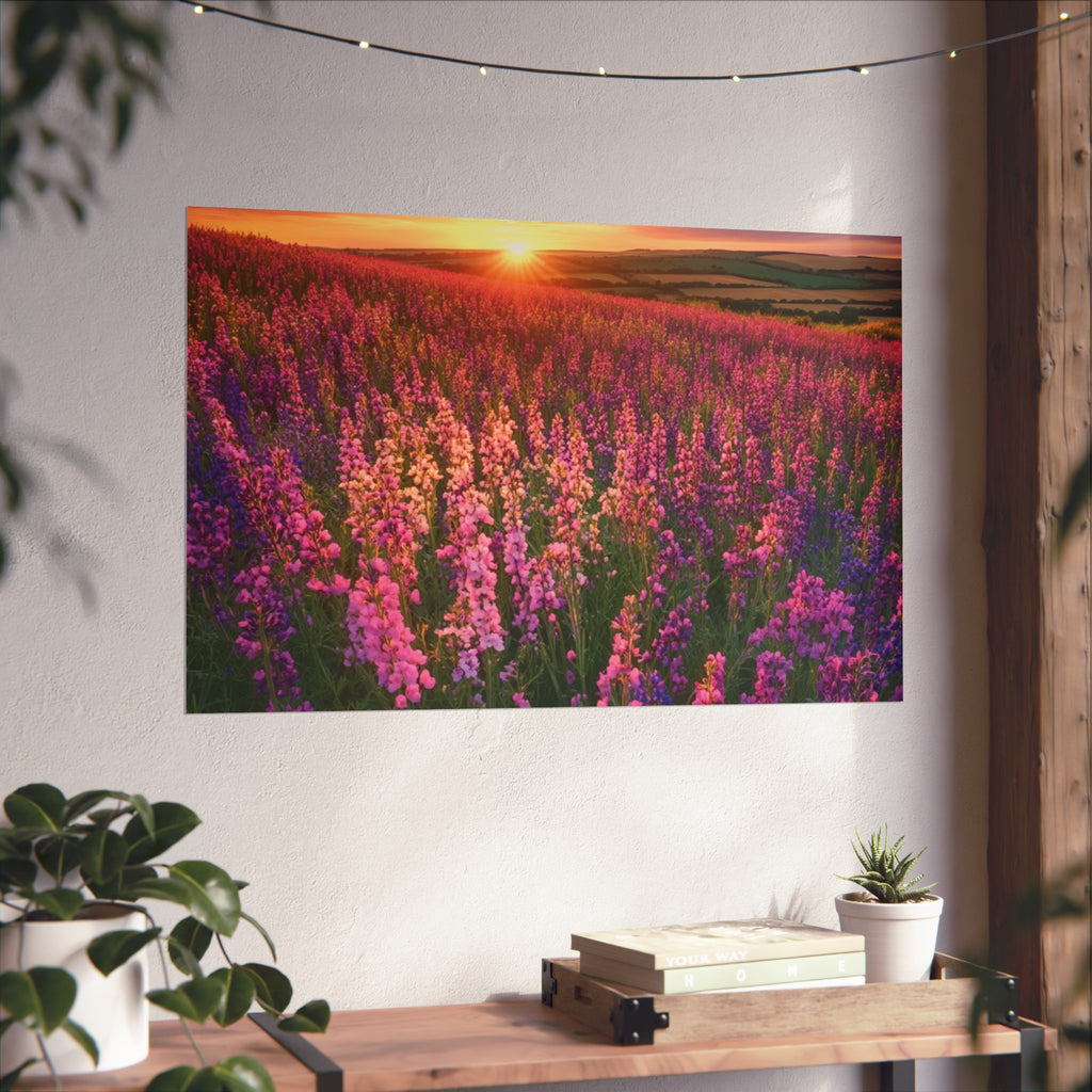 Lavender Flower field sunset Wall Art | Fine Art Posters | Home Decor | Housewarming Gift | Travel Gift | No frame