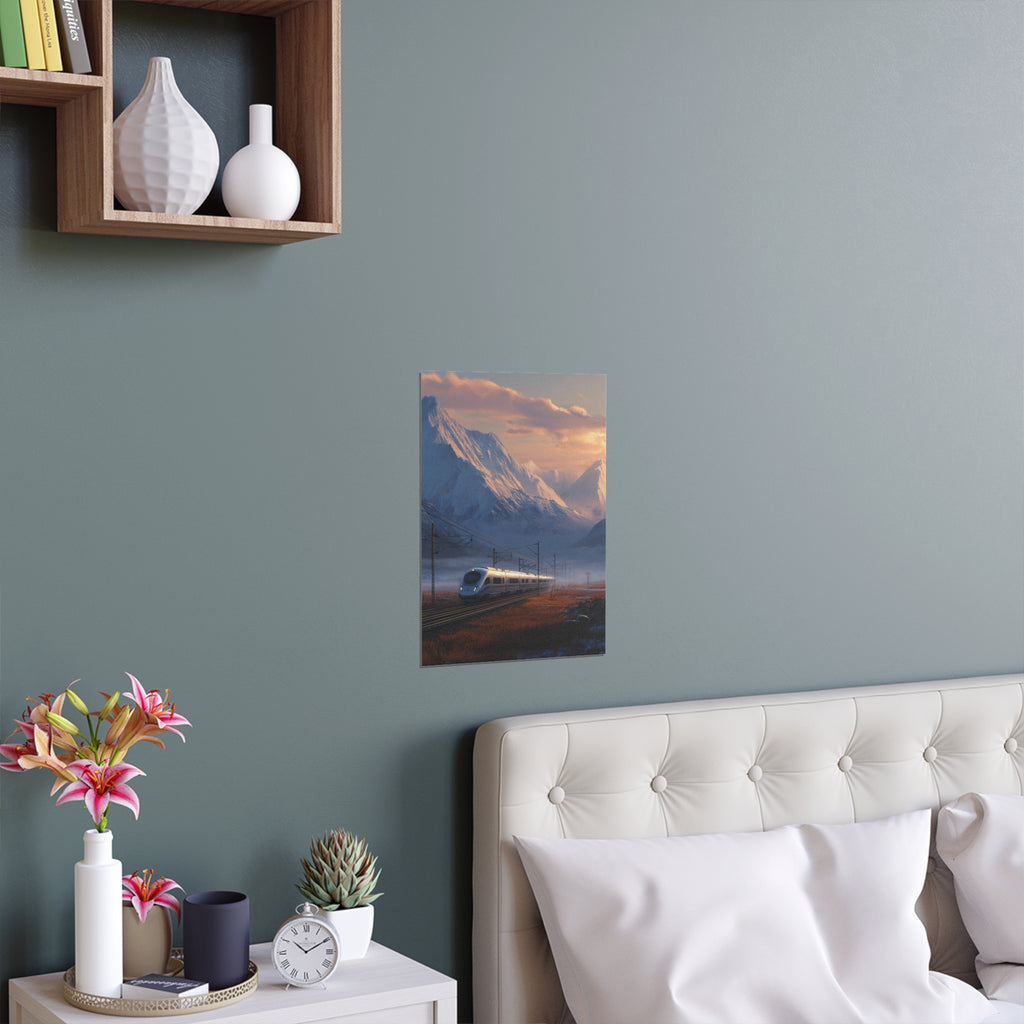 Scenic Silk Wall Art | Train Interior Decoration | Mountain Nature Poster for Home or Cabin Decor