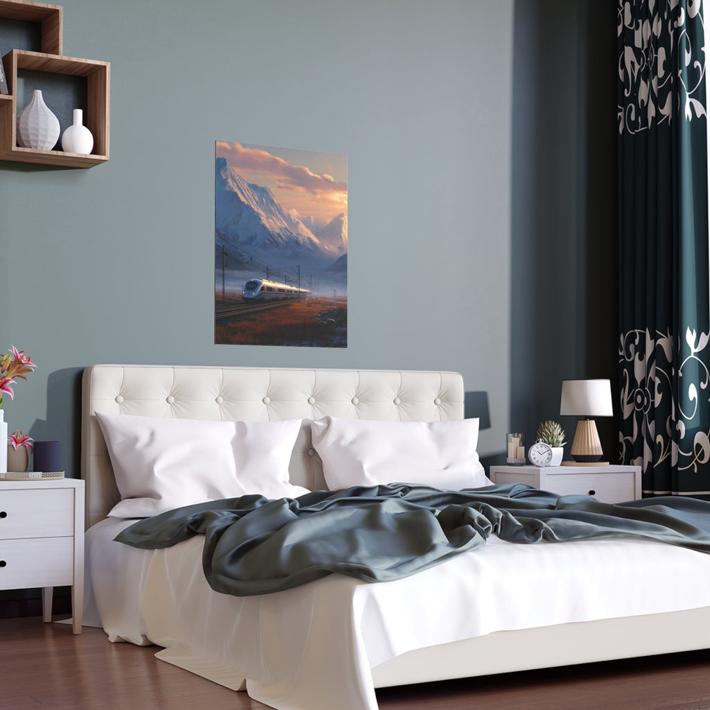 Scenic Silk Wall Art | Train Interior Decoration | Mountain Nature Poster for Home or Cabin Decor