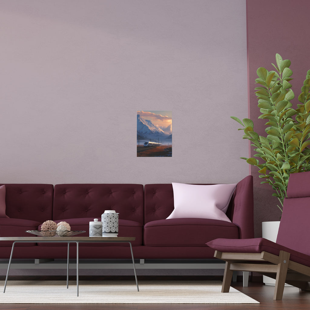 Scenic Silk Wall Art | Train Interior Decoration | Mountain Nature Poster for Home or Cabin Decor