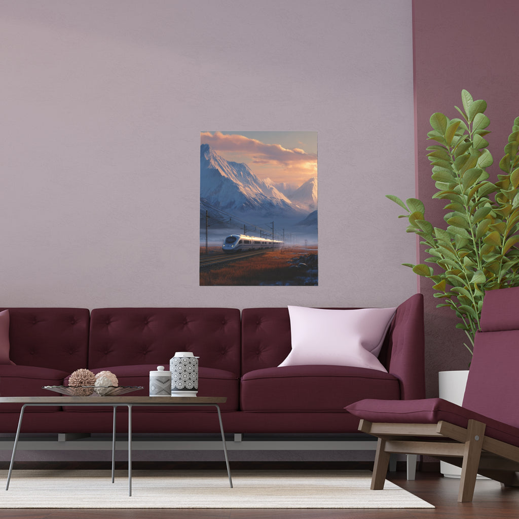 Scenic Silk Wall Art | Train Interior Decoration | Mountain Nature Poster for Home or Cabin Decor