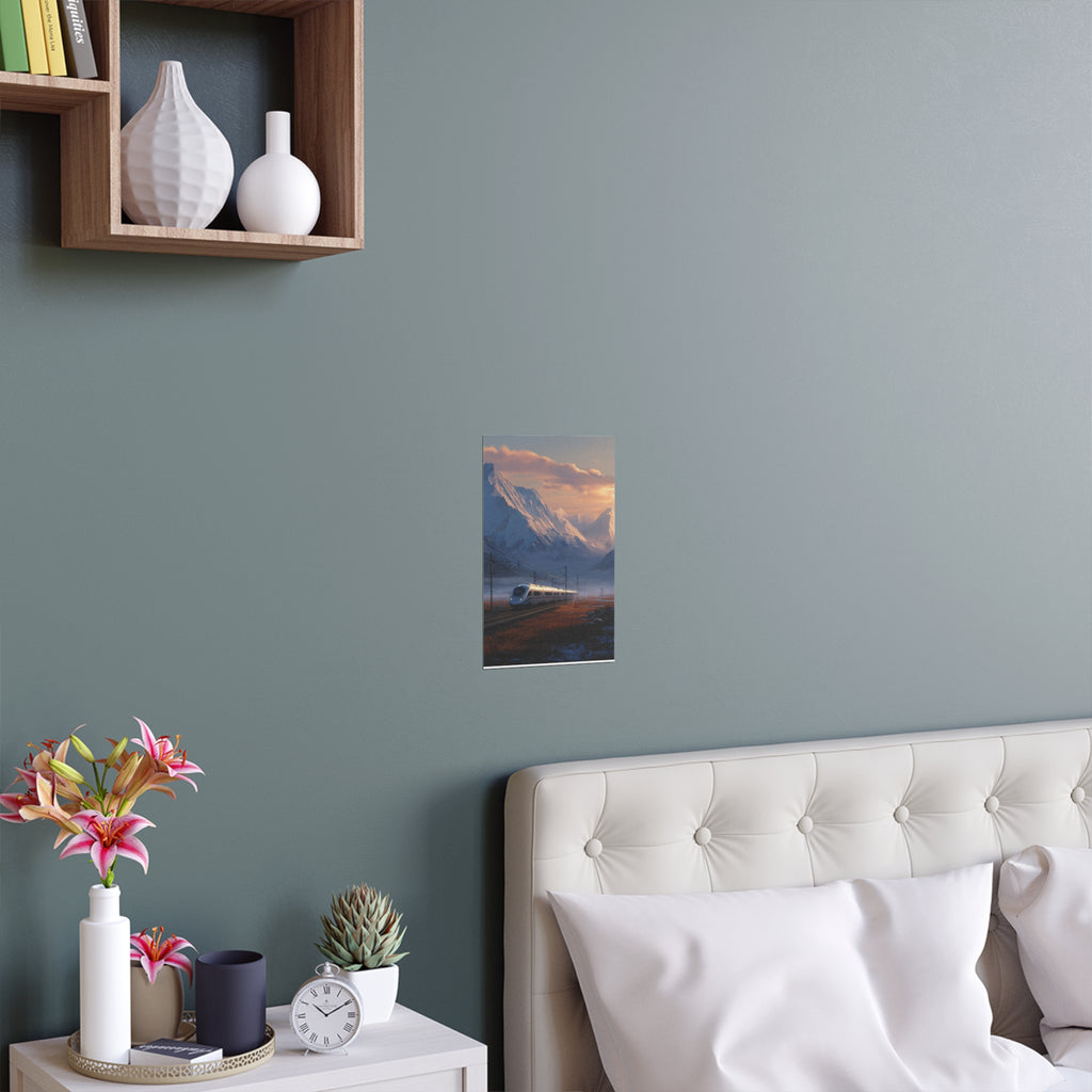 Scenic Silk Wall Art | Train Interior Decoration | Mountain Nature Poster for Home or Cabin Decor
