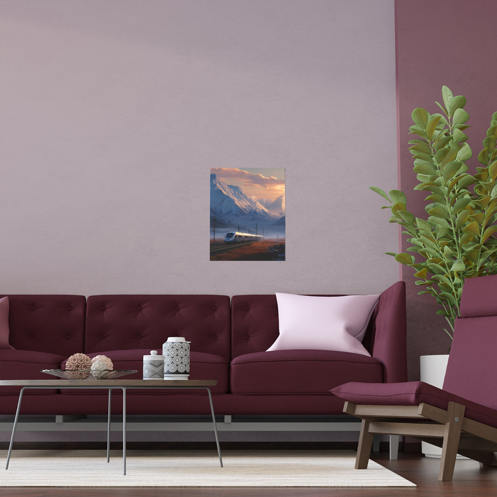 Scenic Silk Wall Art | Train Interior Decoration | Mountain Nature Poster for Home or Cabin Decor
